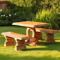 Zestaw Stół Prosty Tivoli + 2 x Ławka Tivoli z Rybami