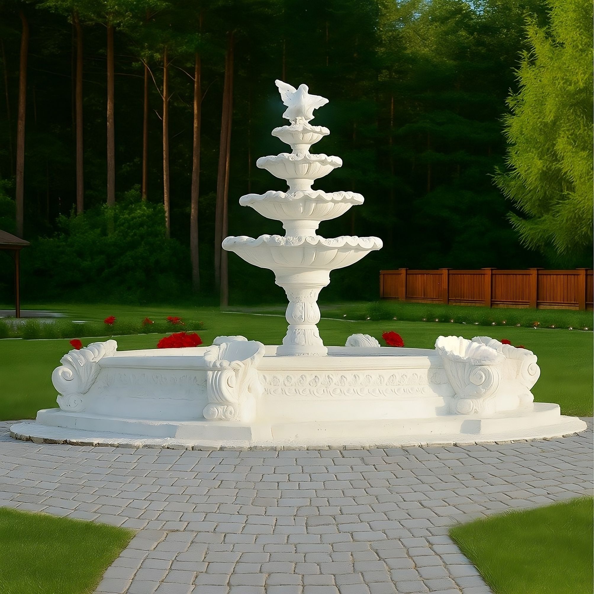 Zestaw Fontanna z Gołąbkami + Oczko Marino Duże + Akcesoria