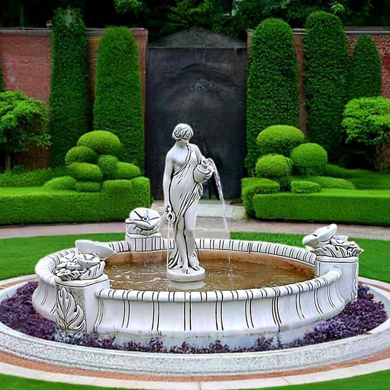 Zestaw Figura Fontannowa Kobieta Dzbanami + Oczko z Natryskami + Akcesoria