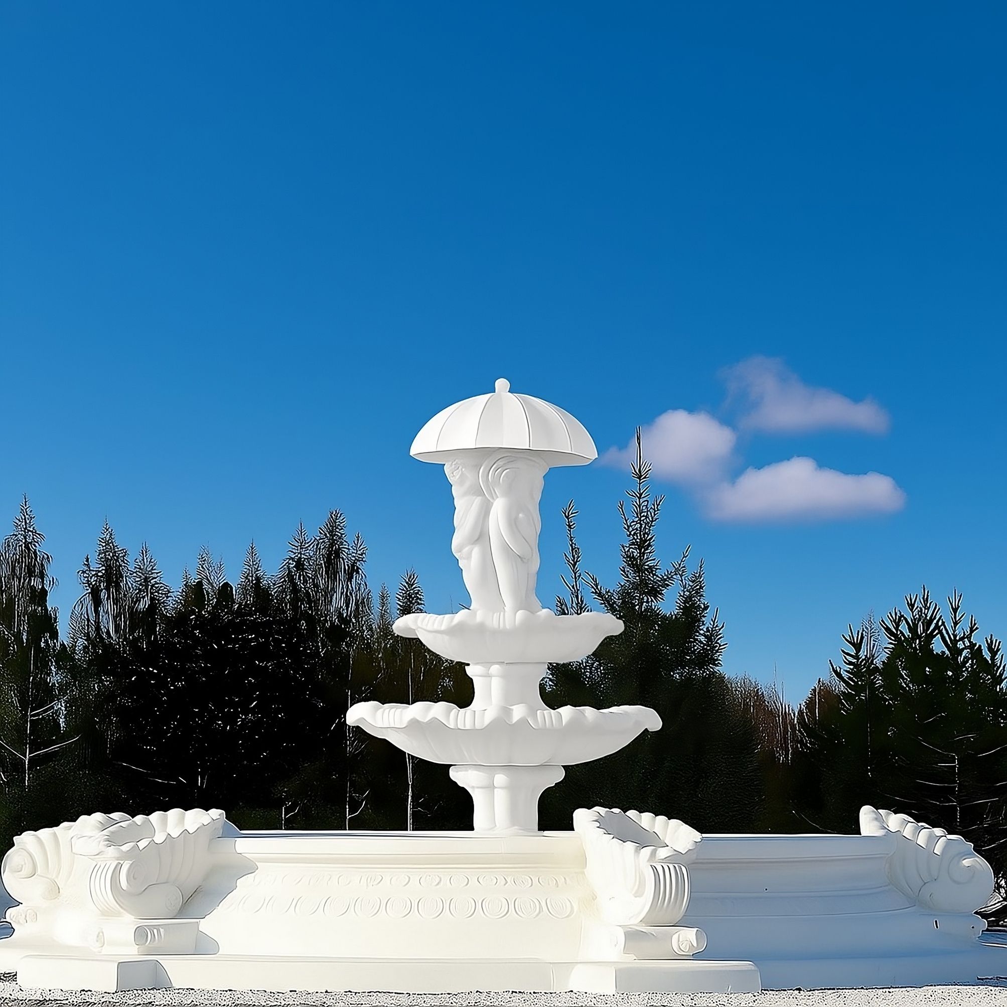 Zestaw Fontanna Amorki pod Parasolem + Oczko Marino + Akcesoria