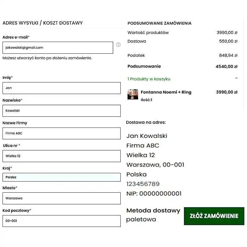 Etap 2 - Płatność i dane wysyłkowe